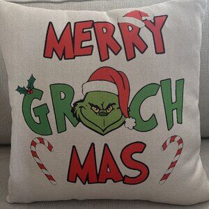 Grinch Pillow Cover Case 18x18 Dr Seuss Christmas Linen Throw Pillow